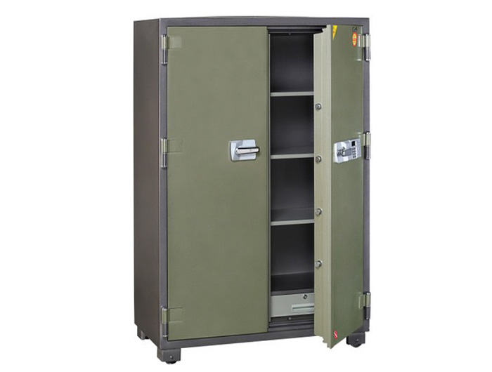 BS-T1750 2DOORS Digital Lock Fire Resistant Safe 735kgs, 3 shelves and 2 drawer with key. Fire Resistant rate: 1010ºc/2Hour (W1150xD630xH1700mm). Brand: CENTURY. Made in Korea